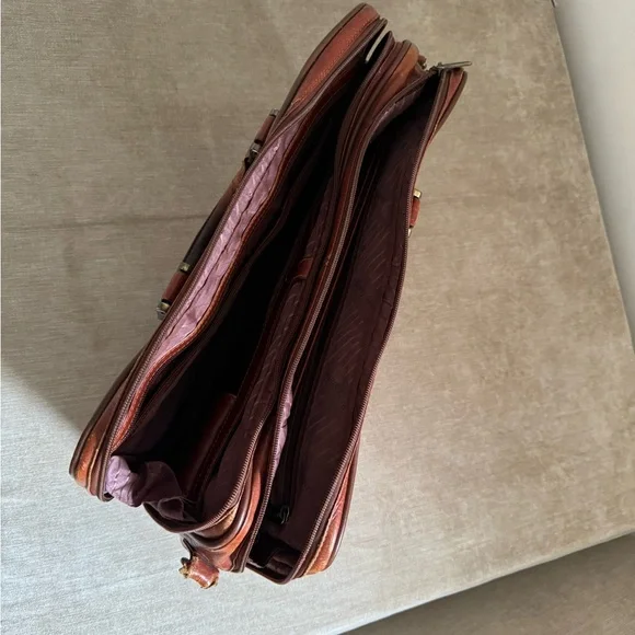 Custom made brown leather laptop bag